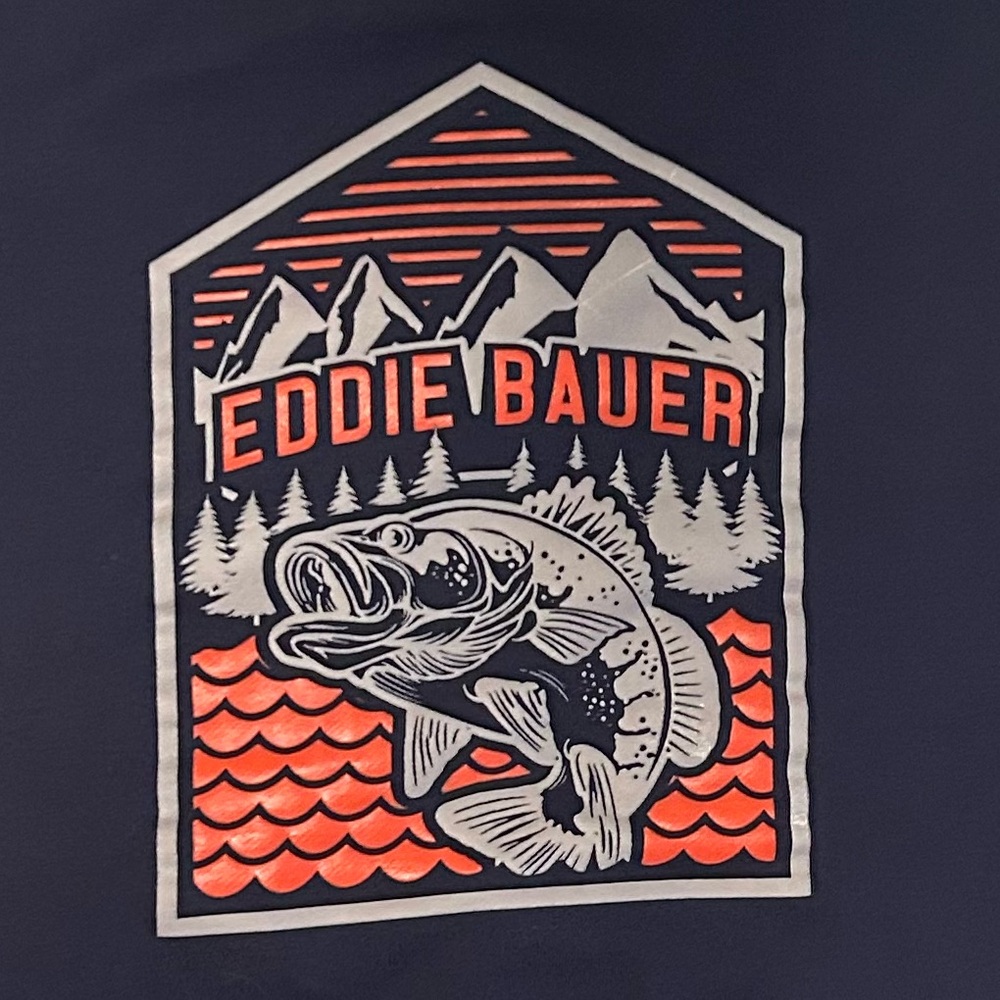 Eddie Bauer Dark Blue Hoodie with Fish Graphic